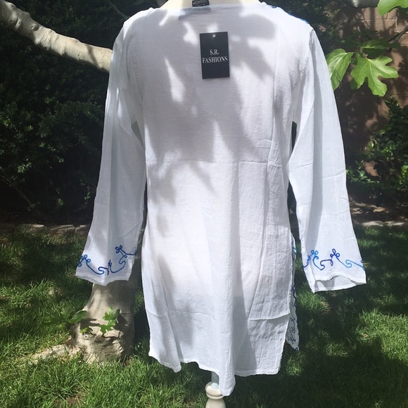 Beach Bohemian Embroiderd Yoga Swim Coverup Tunic - Picture 2 of 3